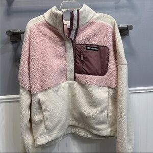 Columbia Kids Pink, Cream & Mauve Sherpa Pullover Jacket